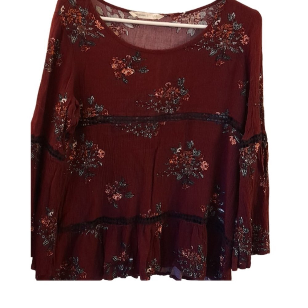 🎊3 FOR $10    BLUENOTES WOMENS  LARGE FLORAL PLUM CARDIGAN